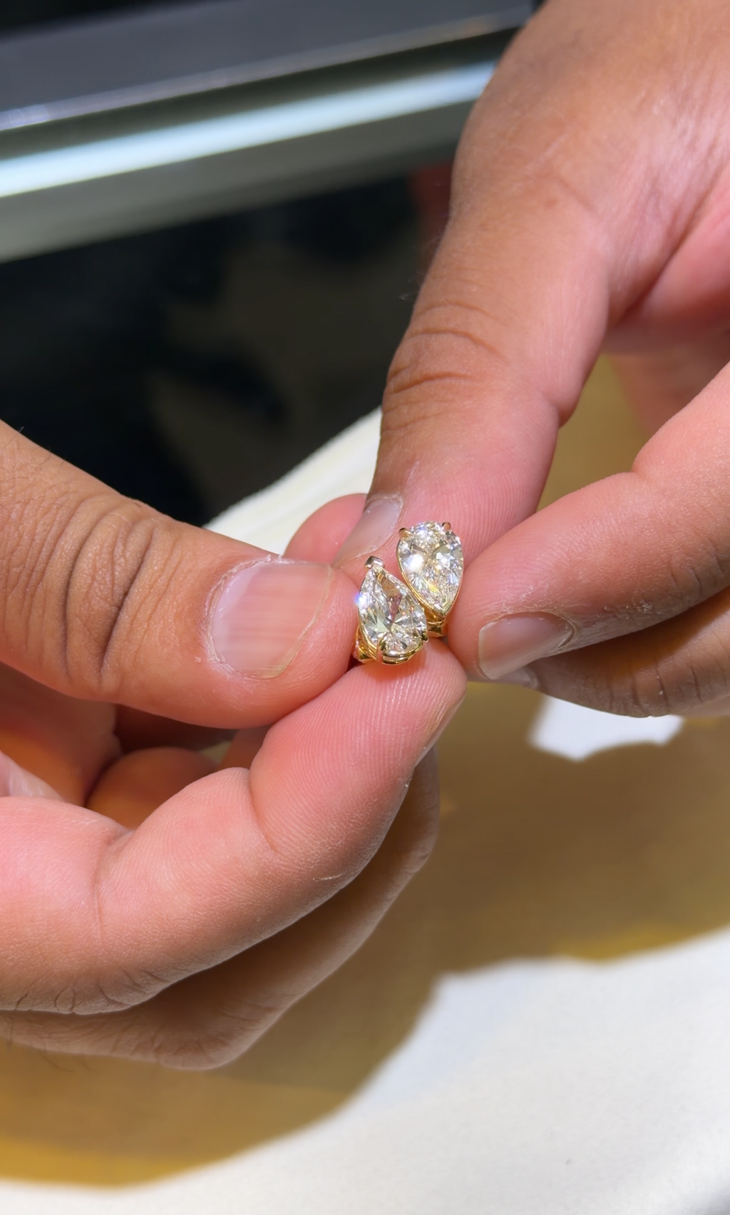 Signature Pear Diamond Studs - Lab Grown 14KT YELLOW GOLD