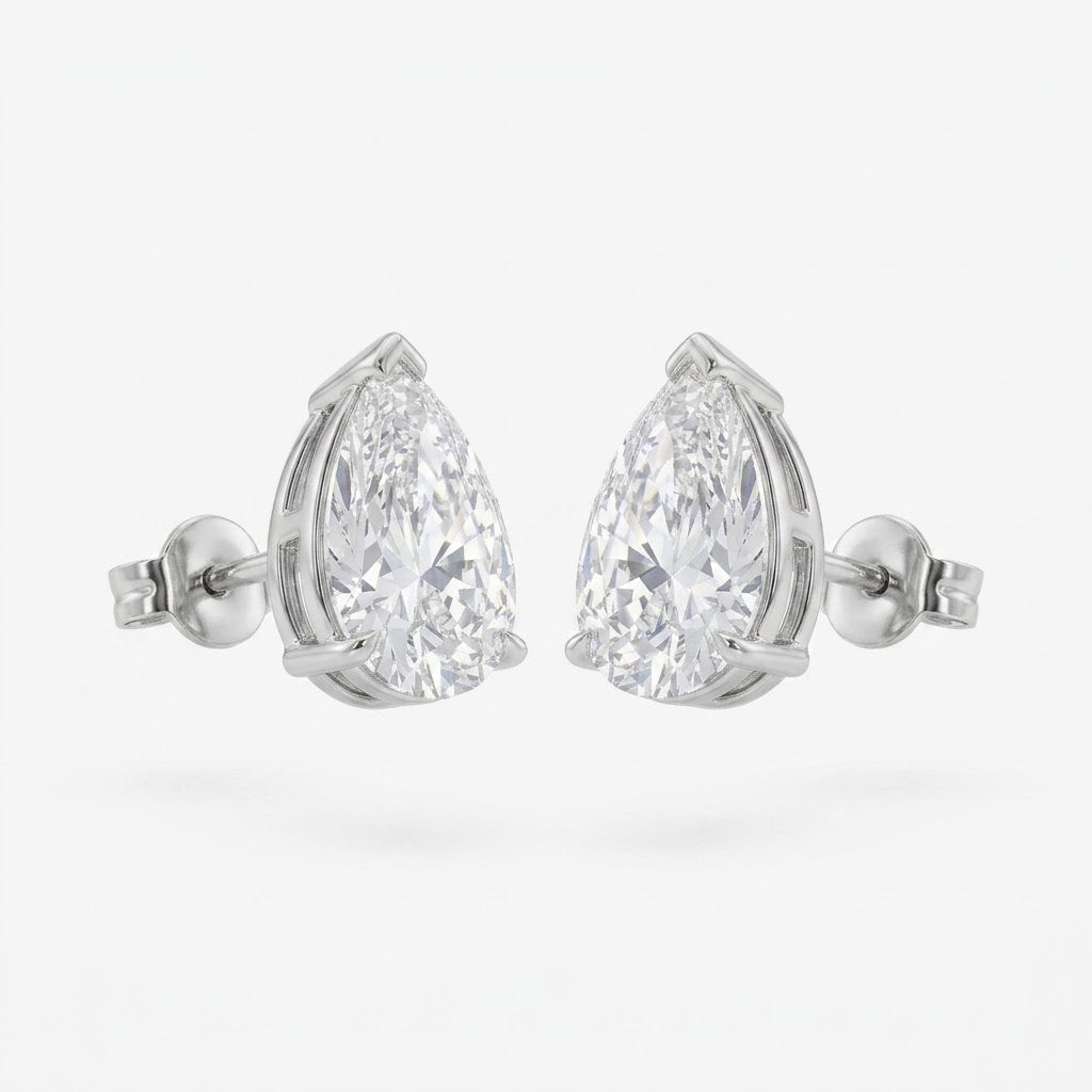 Signature Pear Diamond Studs - Lab Grown 14KT WHITE GOLD