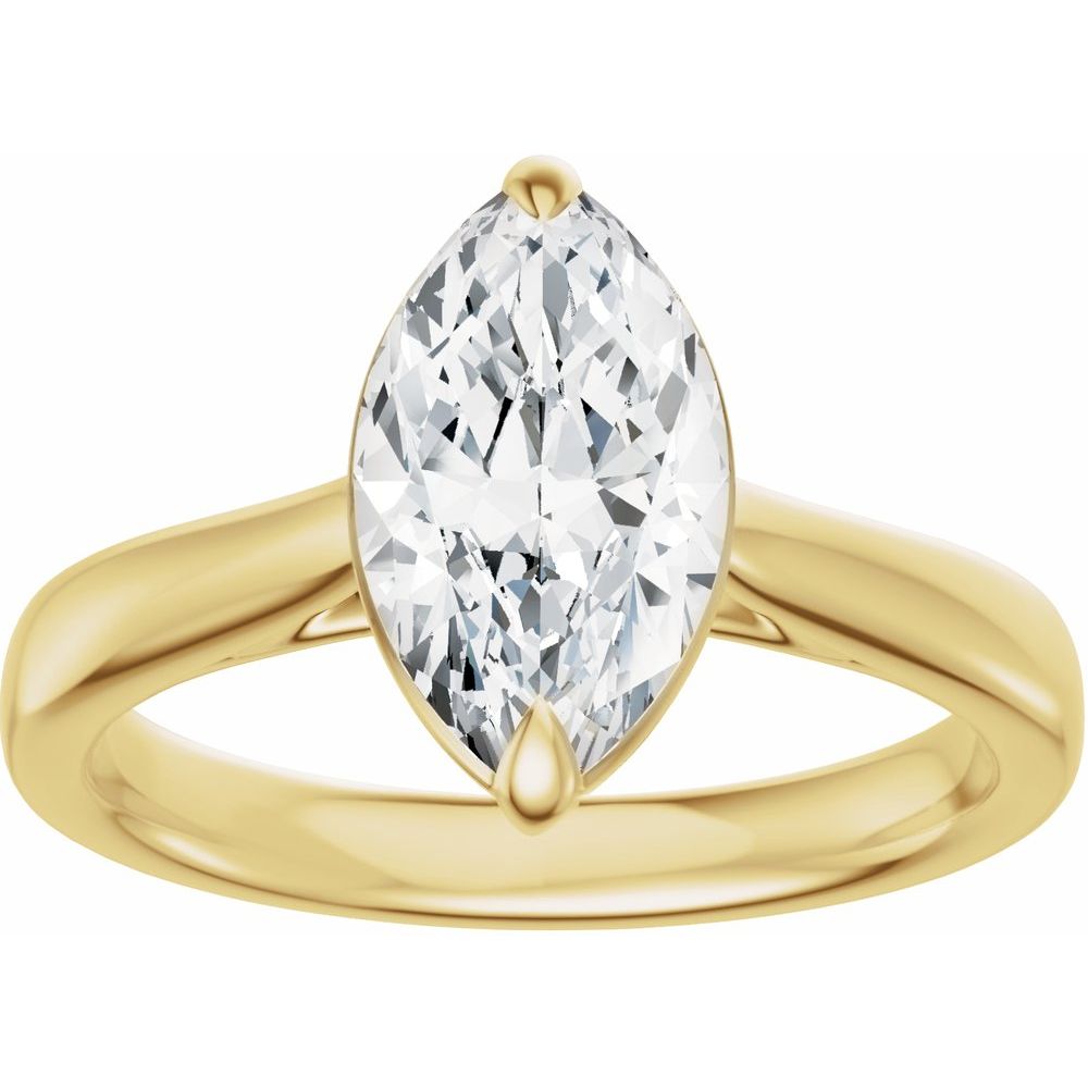 Bezel Set Marquise Diamond Ring  - 2 Carat Lab Grown 14KT Yellow Gold Ring