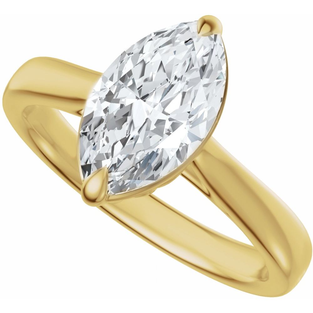 Bezel Set Marquise Diamond Ring  - 2 Carat Lab Grown 14KT Yellow Gold Ring