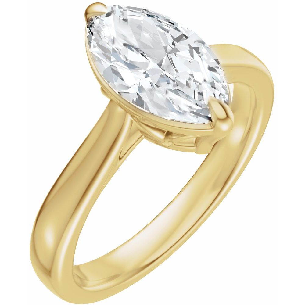 Bezel Set Marquise Diamond Ring  - 2 Carat Lab Grown 14KT Yellow Gold Ring