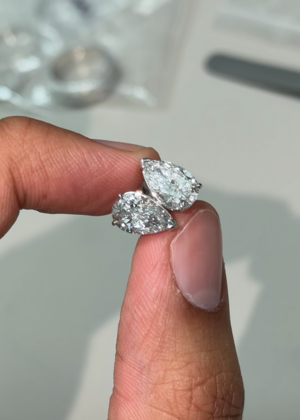 Signature Pear Diamond Studs - Lab Grown 14KT WHITE GOLD