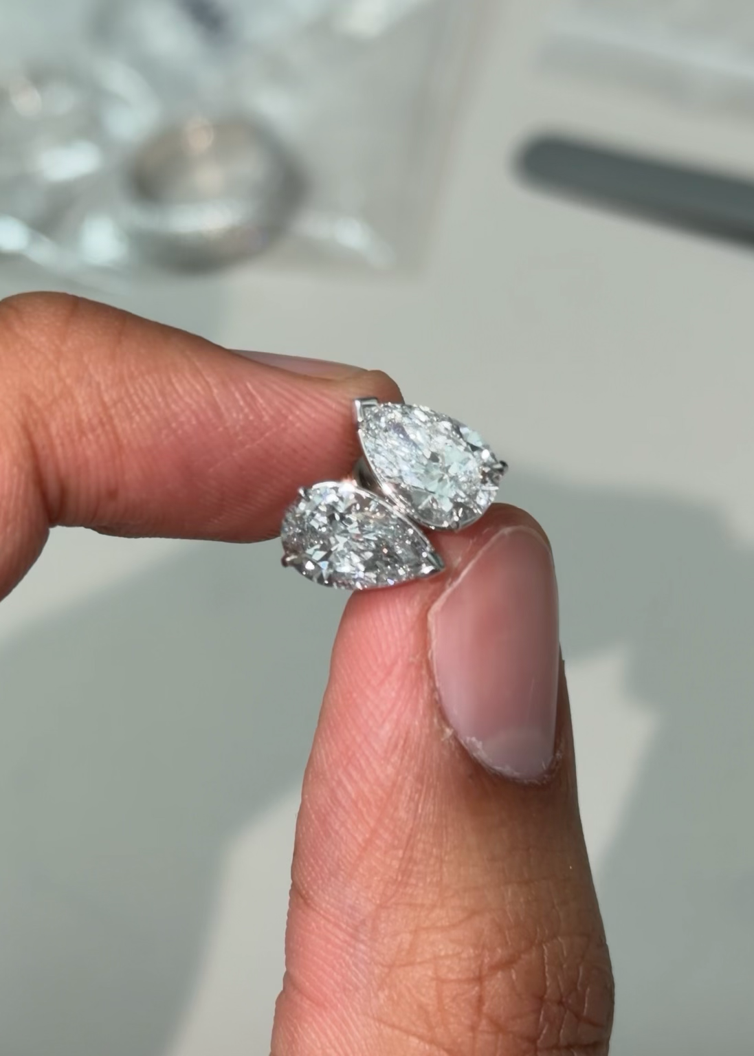 Signature Pear Diamond Studs - Lab Grown 14KT WHITE GOLD
