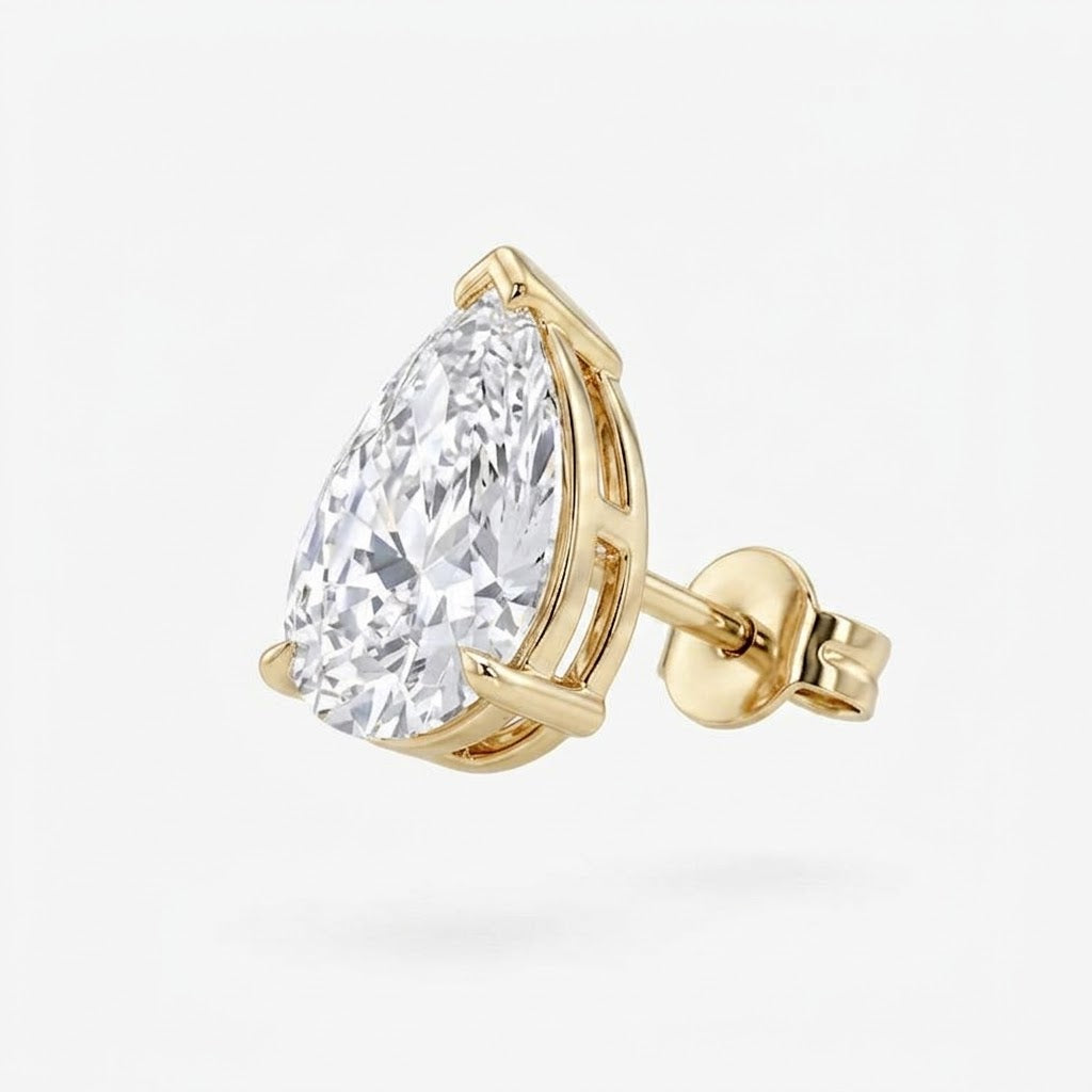 Signature Pear Diamond Studs - Lab Grown 14KT YELLOW GOLD