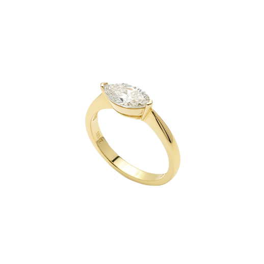 2CT Marquise East-West Diamond Engagement Ring in a Bezel Setting in Yellow Gold