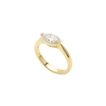 2CT Marquise East-West Diamond Engagement Ring in a Bezel Setting in Yellow Gold