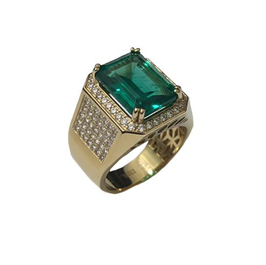 Emerald Statement Ring with Pavé Shoulders