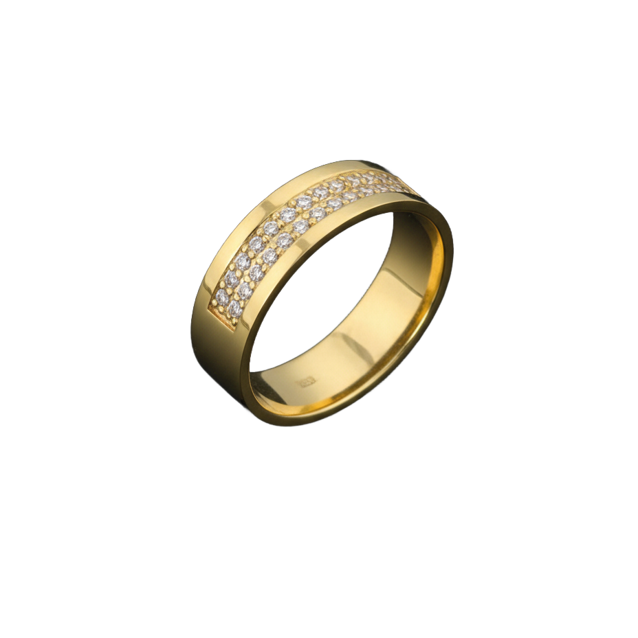 Pavé Round Diamond Double Row Ring Wide Wedding Band | Custom Ring