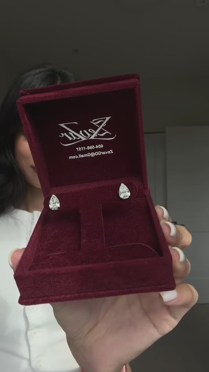 Signature Pear Diamond Studs - Lab Grown 14KT WHITE GOLD