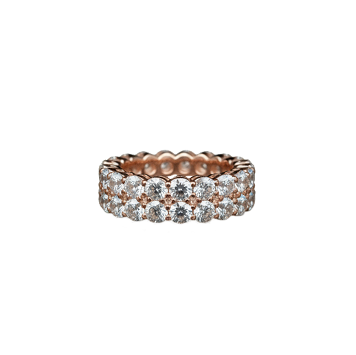 Triple-Row Wide Diamond Eternity Band in Rose Gold