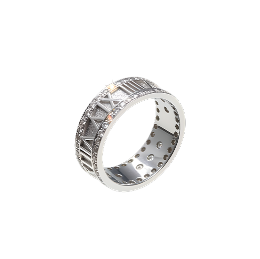 Roman Numeral Ring with Diamond Edges in White Gold | Custom Ring